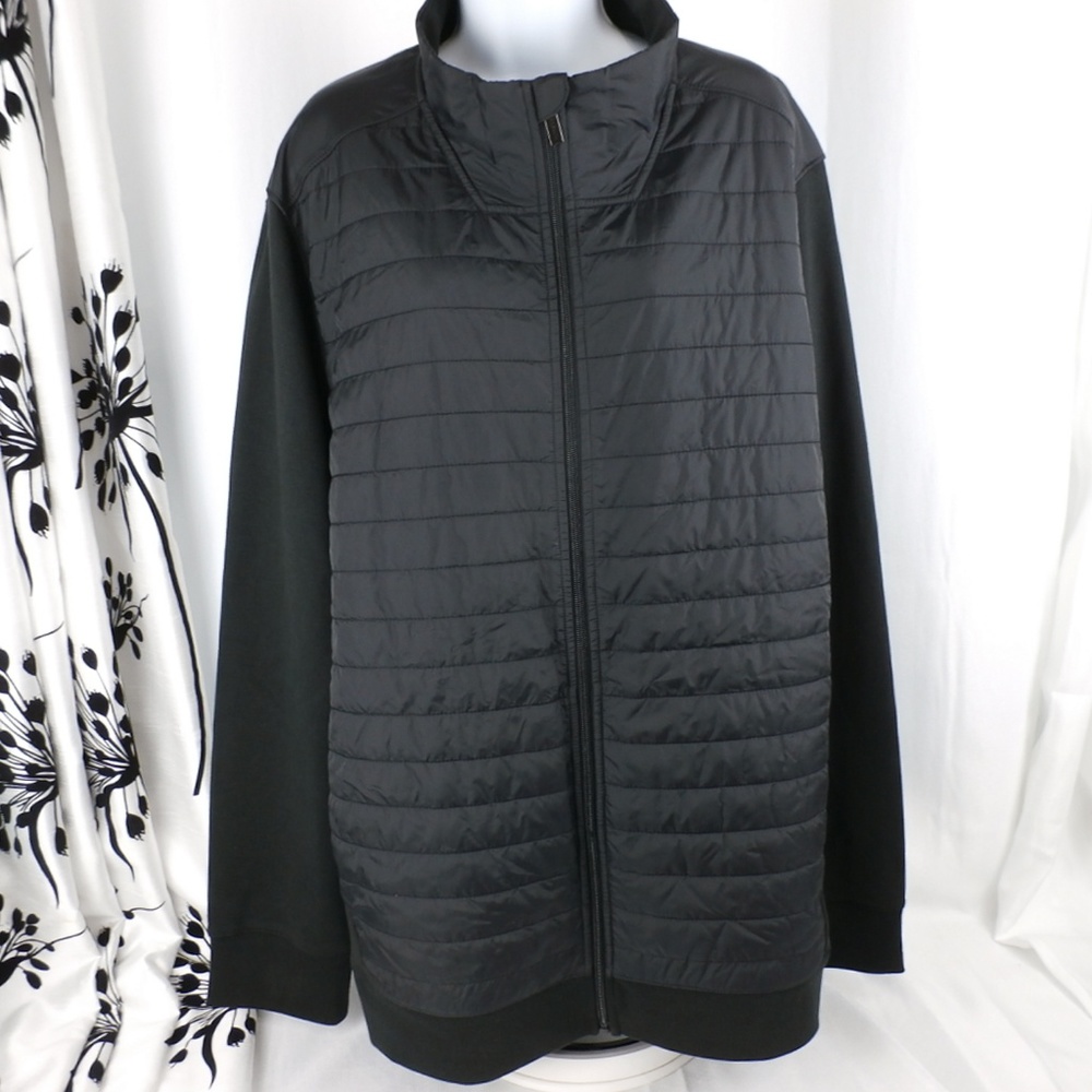 Perry Ellis Zip Front Quilted Black Jacket 2x
